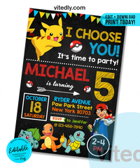 Editable Pokemon Invitation  Editable Pokemon Birthday Invitation – Vitedly
