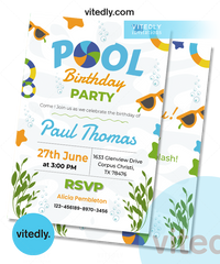 Pool Party Invitation, Swimming Pool Birthday Party,  Pool Party Invites, Summer Party Invites