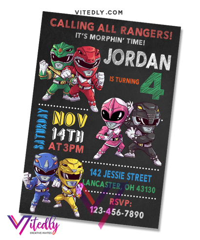 Power Rangers Birthday Invitation