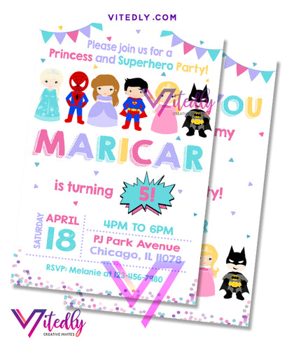 Princess and Superhero Invitation
