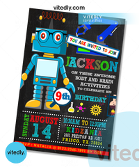 Robot Birthday Invitation with FREE Thank You Card | Robot Invitation