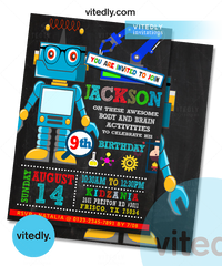 Robot Birthday Invitation with FREE Thank You Card | Robot Invitation 