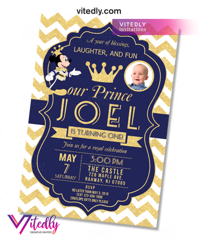 Mickey Mouse Royal Invitation, Mickey Mouse Birthday Invitation