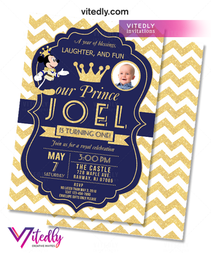 Mickey Mouse Royal Invitation, Mickey Mouse Birthday Invitation