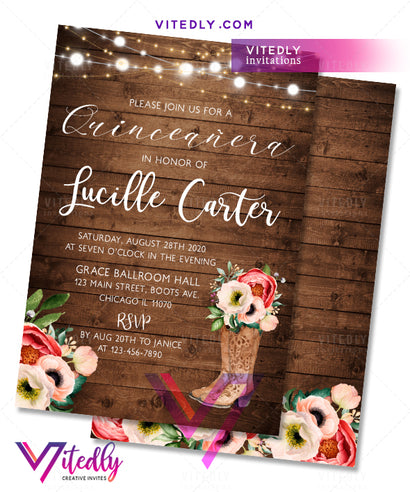 Rose Gold Dress Quinceañera Invitation – Vitedly