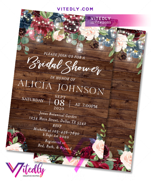 Rustic Wood Bridal Shower Invitation