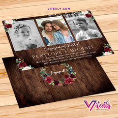 Rustic Wood Engagement Party Invitation