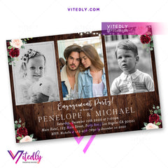Rustic Wood Engagement Party Invitation