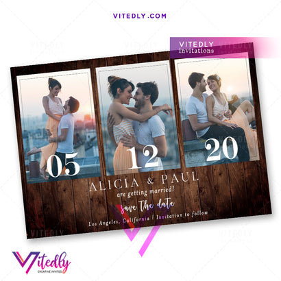 Rustic Minimalist Save the Date Photo Invitation