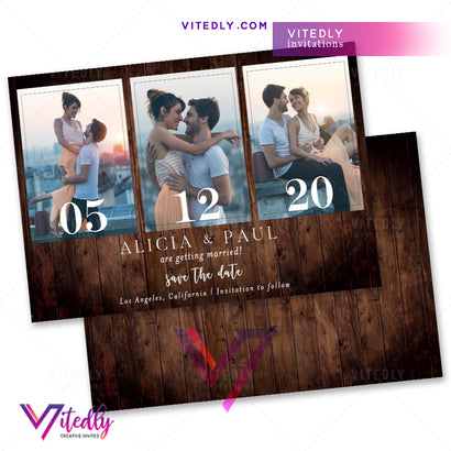 Rustic Minimalist Save the Date Photo Invitation