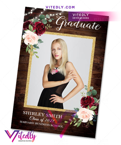 Rustic Wood Graduation Announcement
