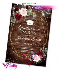 Rustic Wood Graduation Party Invitation