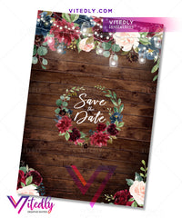 Rustic Floral Wedding Save the Date Back Design