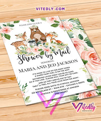 Woodland Floral Shower by Mail Invitation