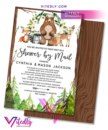 Baby Girl Long Distance Shower by Mail Invitation