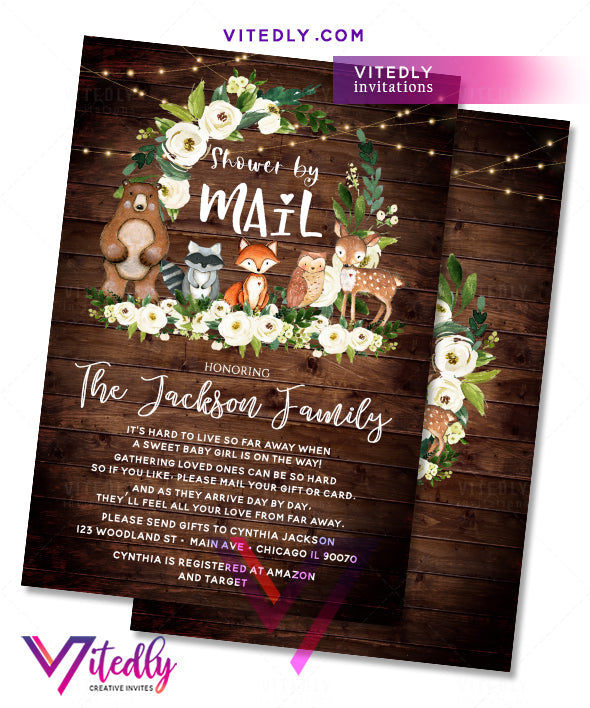 Woodland Rustic Shower by Mail Invitation