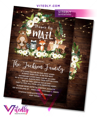 Woodland Rustic Shower by Mail Invitation