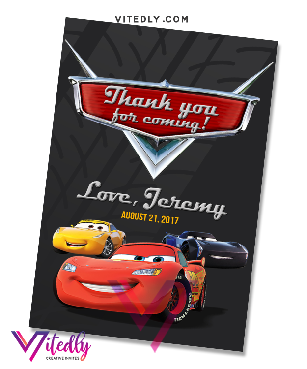 Cars Birthday Invitation with Free Thank You Card, Cars Invitation – Vitedly cars-birthday-invitation-with-free-thank-you-card-cars-invitation-vitedly