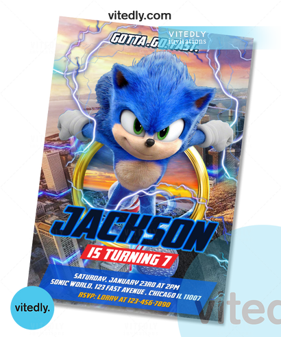 Sonic the Hedgehog Invitation, Sonic the Hedgehog Birthday Invitation, Sonic Invitation, Sonic Birthday Invitation