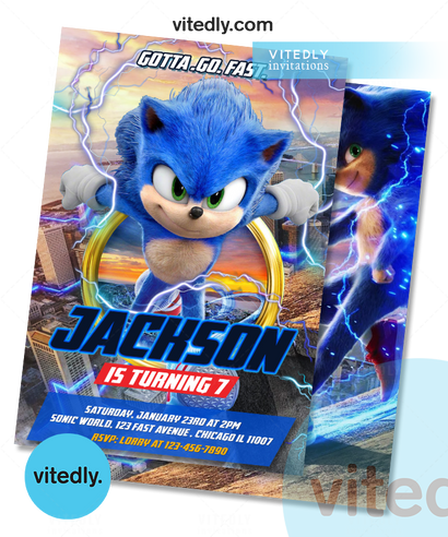 Sonic the Hedgehog Invitation, Sonic the Hedgehog Birthday Invitation, Sonic Invitation, Sonic Birthday Invitation