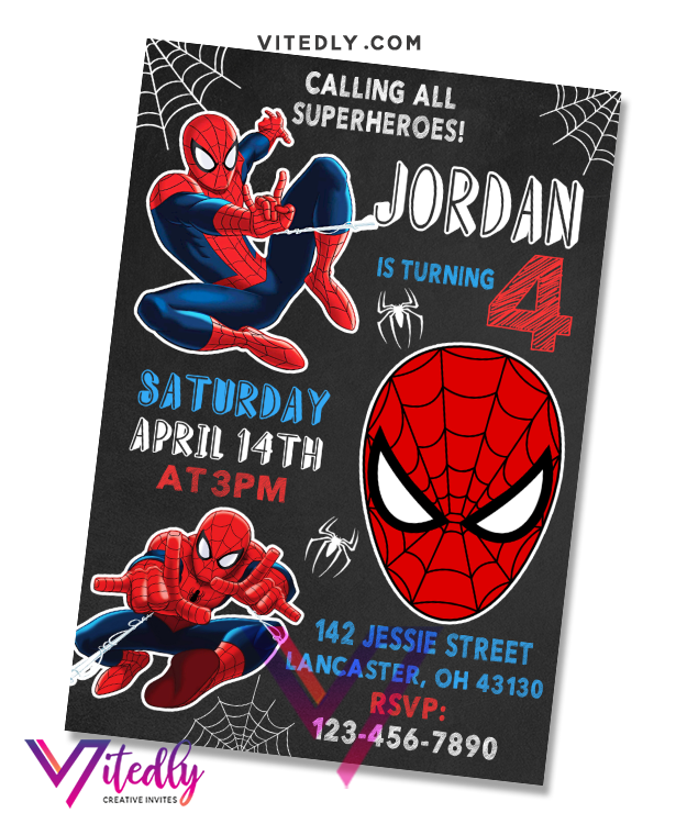 Spiderman Birthday Invitations with Custom Fac Vitedly