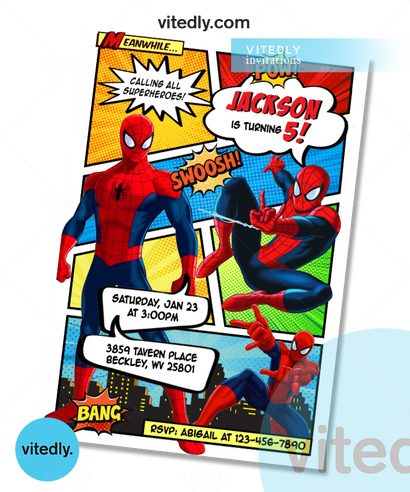 Spiderman Birthday Invitation, Spiderman Invitation, The Amazing Spiderman Invitation