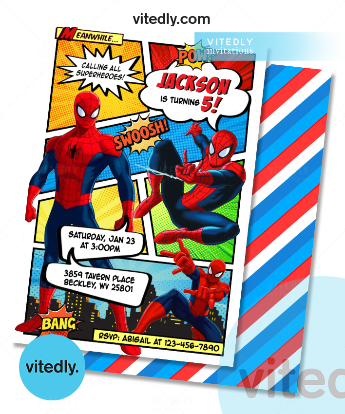 Spiderman Birthday Invitation, Spiderman Invitation, The Amazing Spiderman Invitation