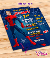 Spiderman Invitations, Spiderman Birthday Invitations with Custom Face