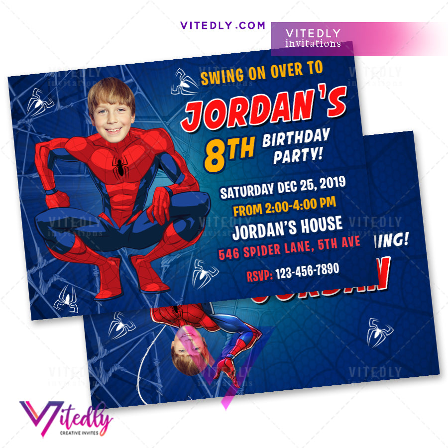 Spiderman Birthday Invitations, Spiderman Invitations, Spiderman Party Invites