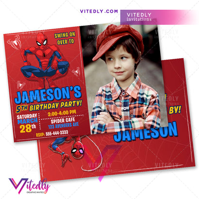 Spiderman Birthday Invitations with Custom Fac – Vitedly