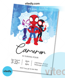 Spidey and His Amazing Friends Birthday Invitation, Spiderman Invitation, Spiderman Kids Invitation