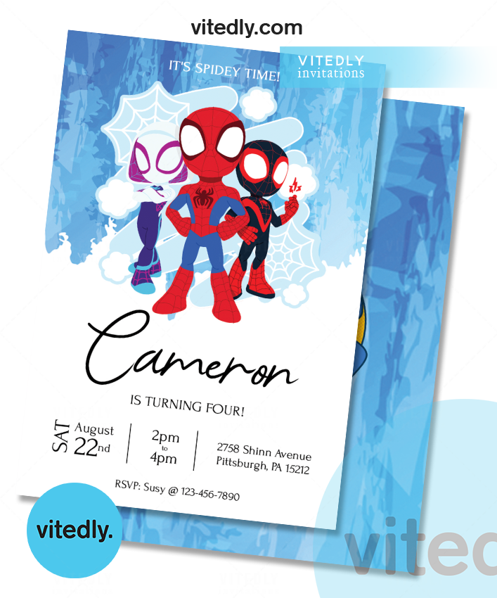 Spidey and His Amazing Friends Birthday Invitation, Spiderman Invitation, Spiderman Kids Invitation