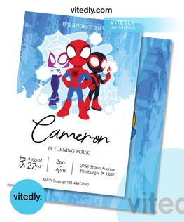 Spidey and His Amazing Friends Birthday Invitation, Spiderman Invitation, Spiderman Kids Invitation