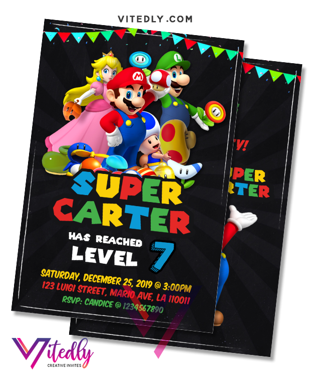 super-mario-invitation-with-free-thank-you-card-vitedly for Printable Super Mario Invitations Template Free Super Mario Invitation with FREE Thank you card – Vitedly for Printable Super Mario Invitations Template Free
