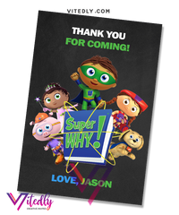 Super Why Thank you card