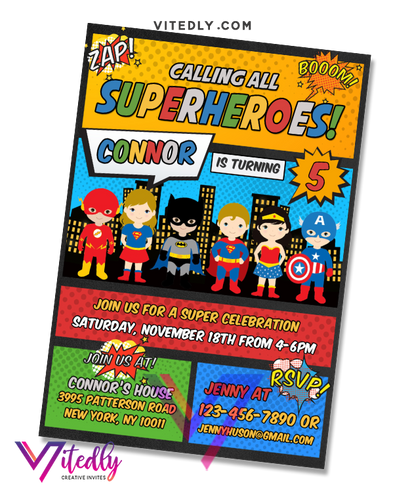 Superhero Birthday Invitation