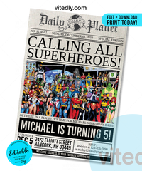 Editable Superhero Birthday Invitation, Avengers Invite Party,Marvel Invite,Instant Download