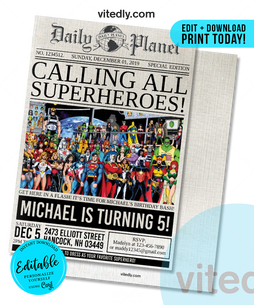 Editable Superhero Birthday Invitation, Avengers Invite Party,Marvel Invite,Instant Download