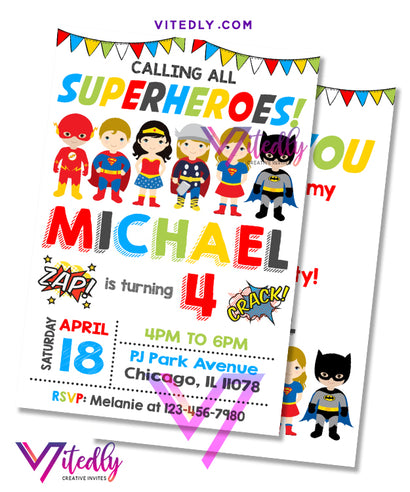 Superhero Birthday Invitation