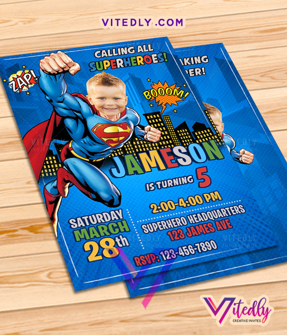 Superman Birthday Invitation Template