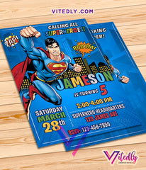 Superman Birthday Invitations, Superman Invitations, Superman Party Invitations