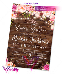 Sweet Sixteen Invitations Floral