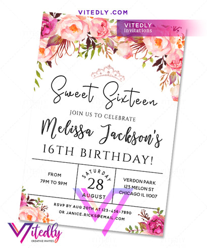 Sweet 16 Birthday Invitation