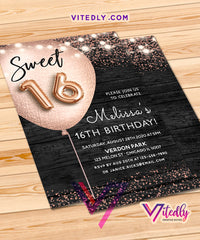 Sweet 16 Rustic Birthday Invitation