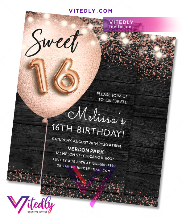 Sweet 16 Birthday Invitation