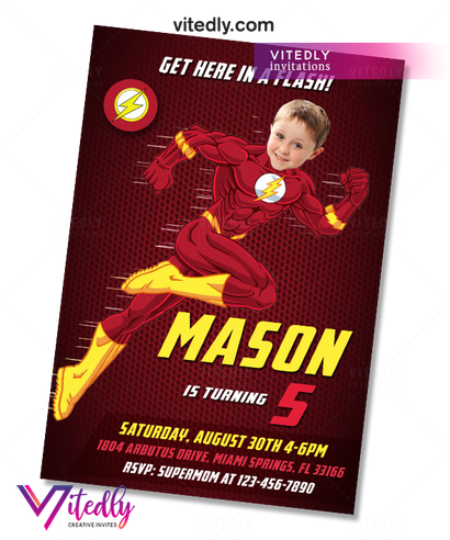 The Flash Birthday Invitation, The Flash Invitation