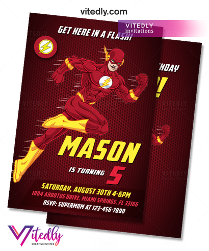 The Flash Birthday Invitation, The Flash Invitation