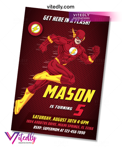 The Flash Birthday Invitation, The Flash Invitation