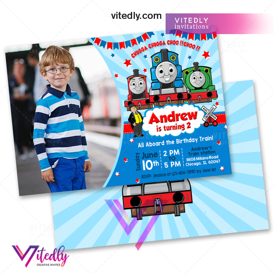 Thomas the Train Invitation with Photo Vitedly
