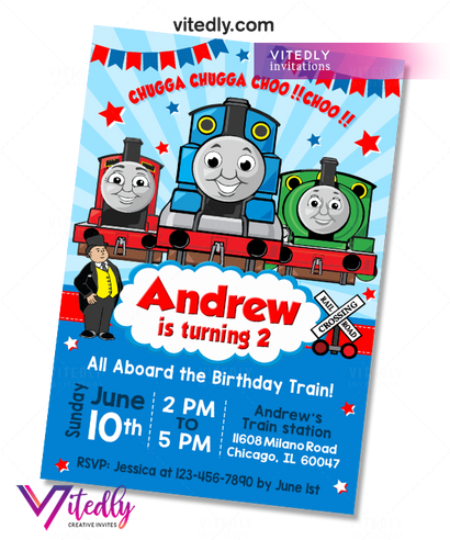 Thomas the Train Invitation with FREE Thank you card